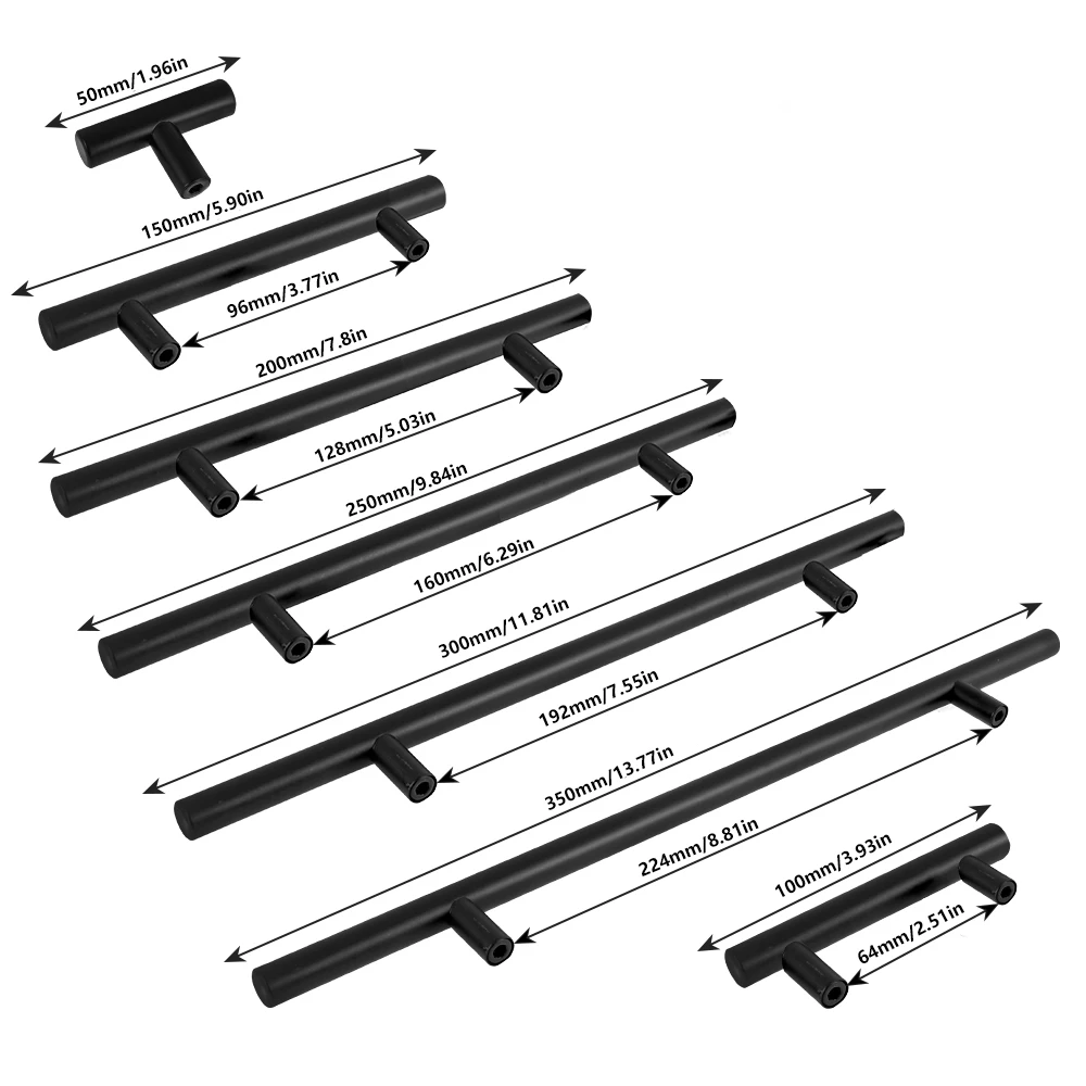 

T-shaped Cabinet Door Handle Set Wardrobe Wtainless Steel Handle Hollow Cupboard Pulls Square Door Knobs Kit Furniture Hardware
