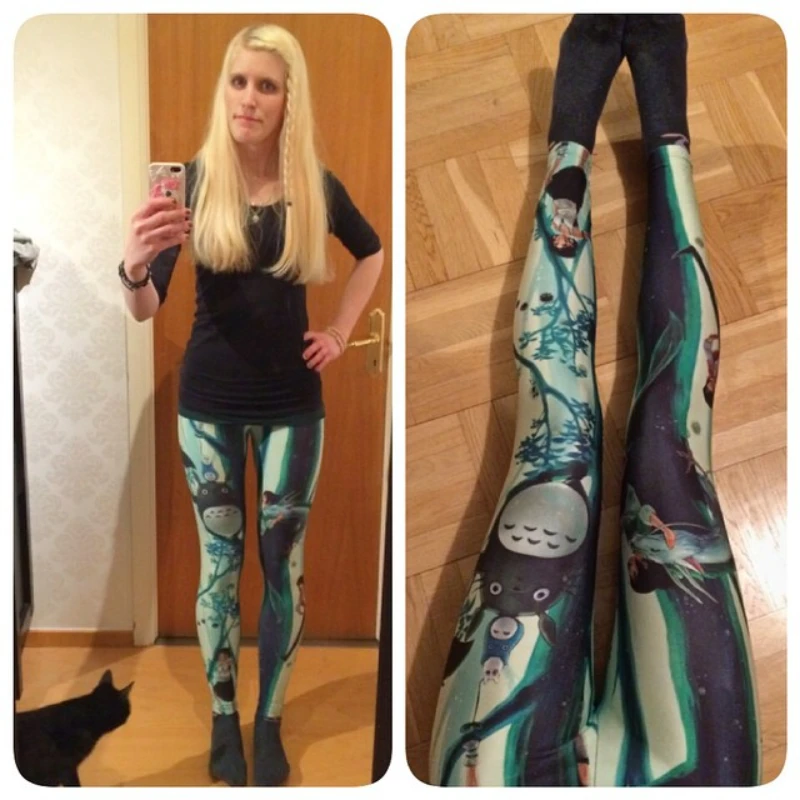 

2021 Women Spring Summer Hot Fashion 3D Printed Amine Gothic Style Stretch Skinny Leggings High Waist Woman Pants