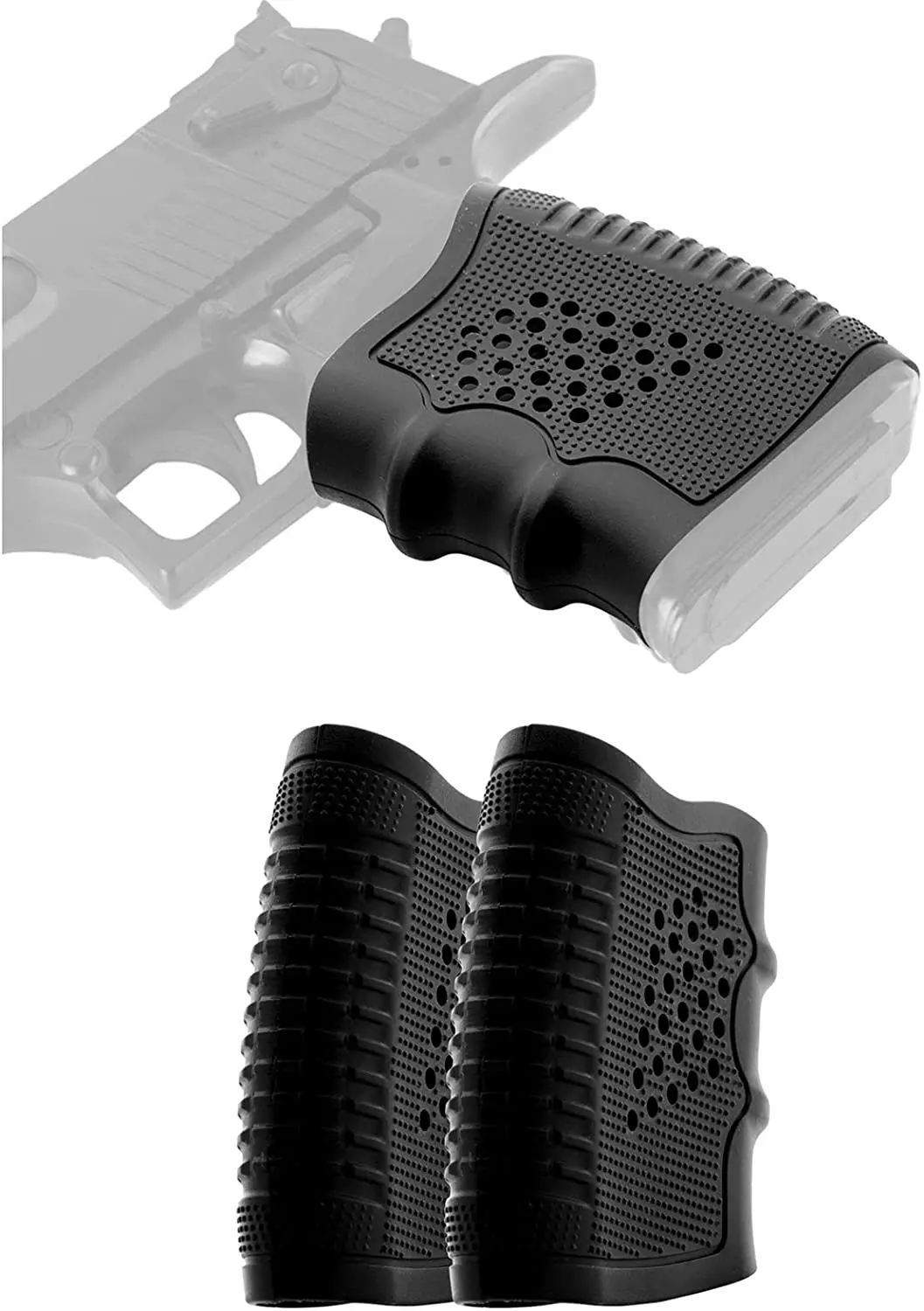 

Tactical Rubber Grip Glove Sleeve 2 Pcs Slip-On Ventilated Grip Grips for Glock