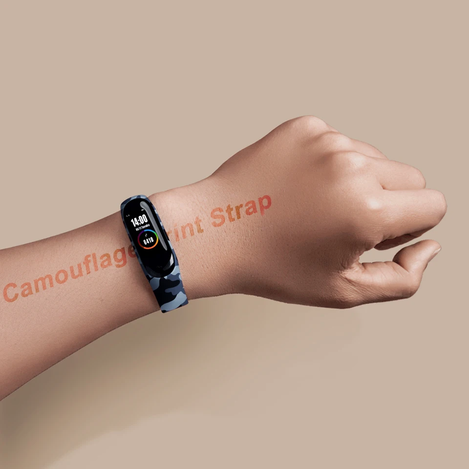 Камуфляжный браслет для Xiaomi Mi Band 5 силиконовый спортивный ремешок смарт-браслета