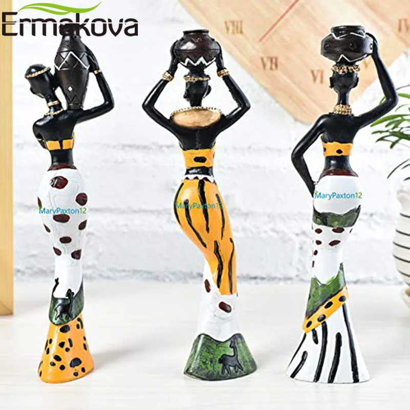 ERMAKOVA 3 шт./компл. Африканский скульптура женщины девушки смолы фигурка леди