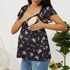 Небольшая футболка с цветочным рисунком для беременных женщин футболка с коротким рукавом с оборками для кормящих мам Топ для грудного вскармливания Ropa De Maternidad 2021