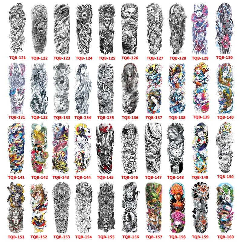 Большой рукав для татуировки на руку временная татуировка наклейка черные розы