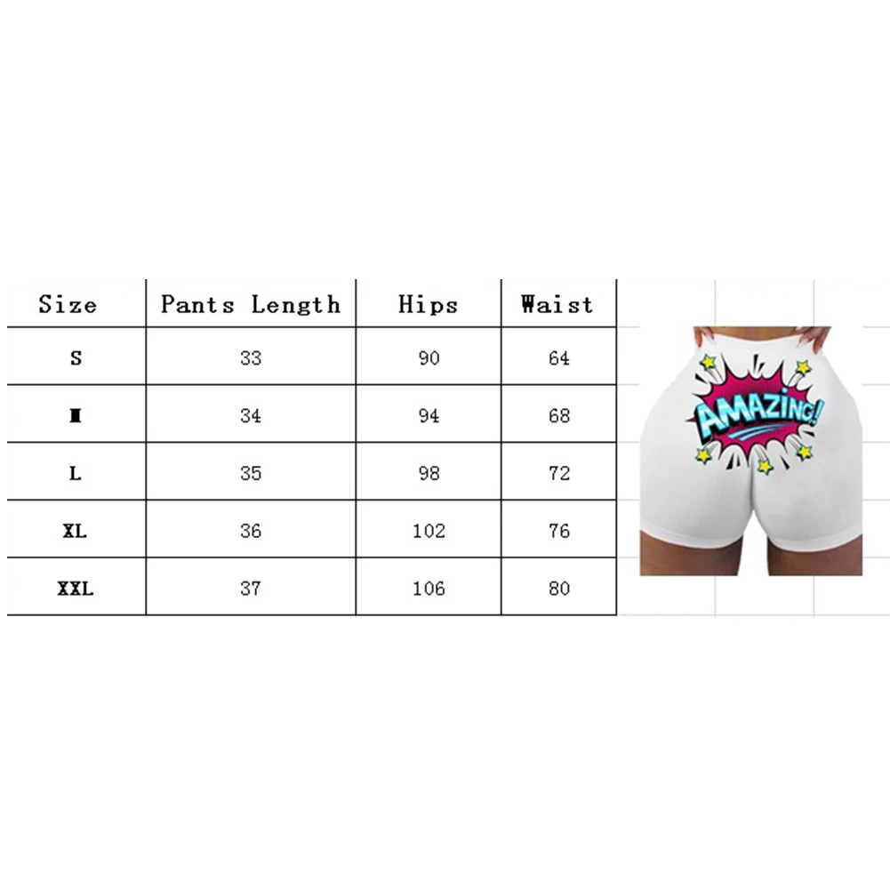 

Women Biker Shorts Letters Printed Summer High-Waist Pants Elastic Tight Party Club Yoga Run Wear