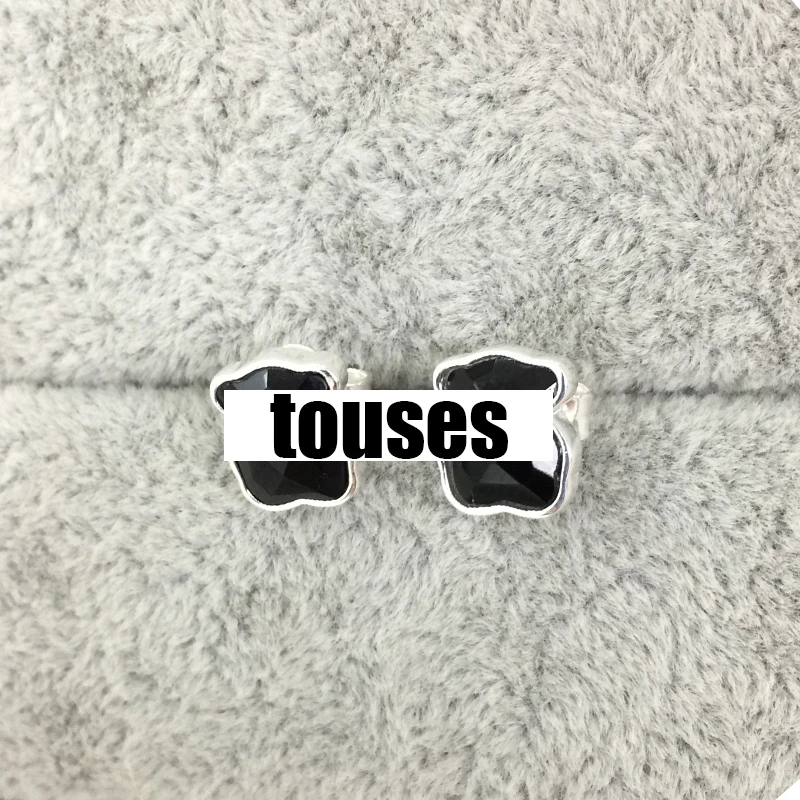 

Touses Bear Earrings For Women 925 Silver Jewelry Luxury 2021 Trend New Dangle Pearl Black Agate Simple Gift For Girlfriend