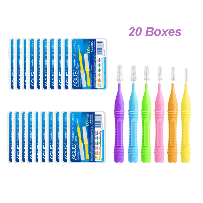 20 packs (10pcs each pack) Reusable Interdental Brush Clean Teeth Floss Toothpick Oral Care Tool, Push-Pull Interdental Brush