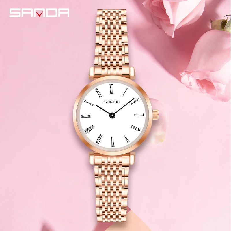 Часы SANDA женские кварцевые из нержавеющей стали супертонкие брендовые