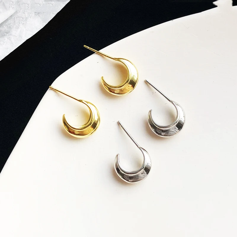 Маленькие толстые серьги кольца WTLTC золотистого и серебристого цвета женские с