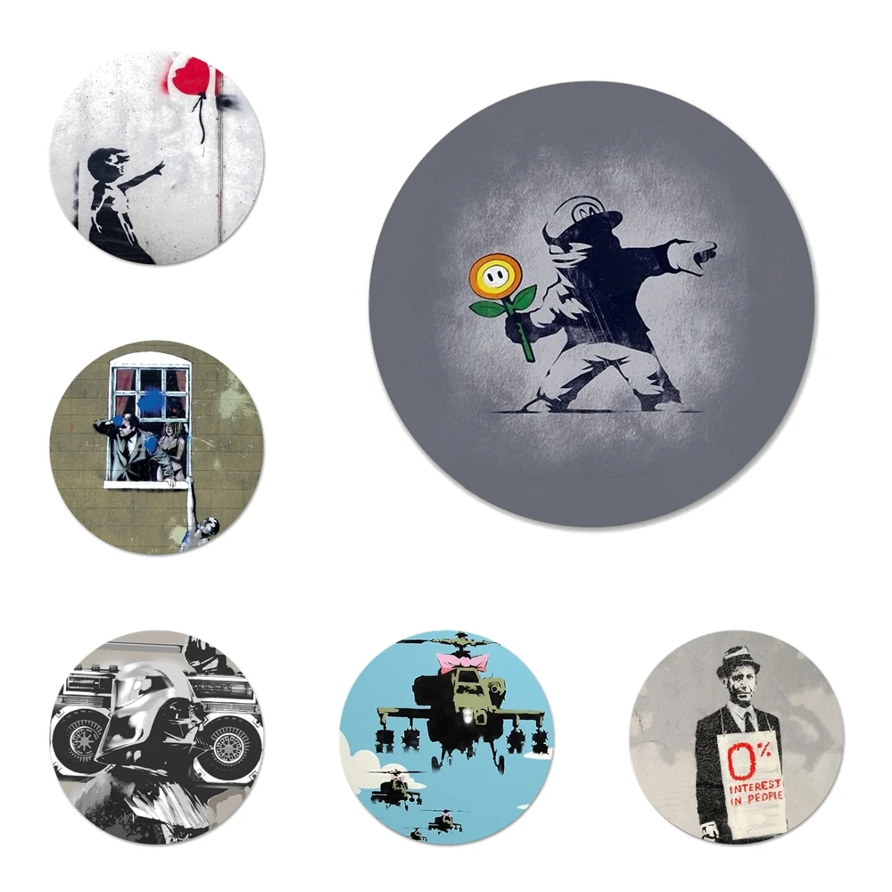 58 мм Граффити Тонкий войне значок на булавке декоративные Броши Металлические