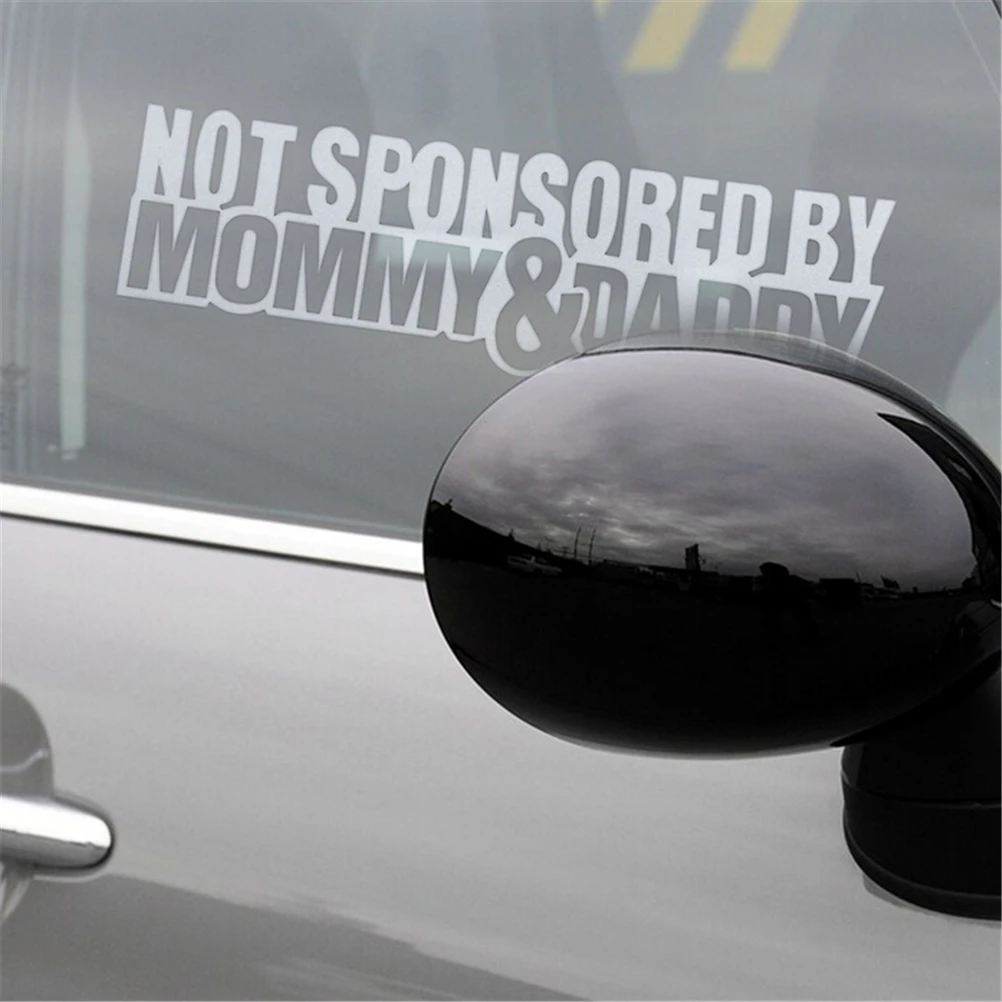 

1 pc Window Vinyl Decal Motorcycle Decorate sticker Funny Not Sponsored by Mommy&Daddy Auto Truck Car Sticker