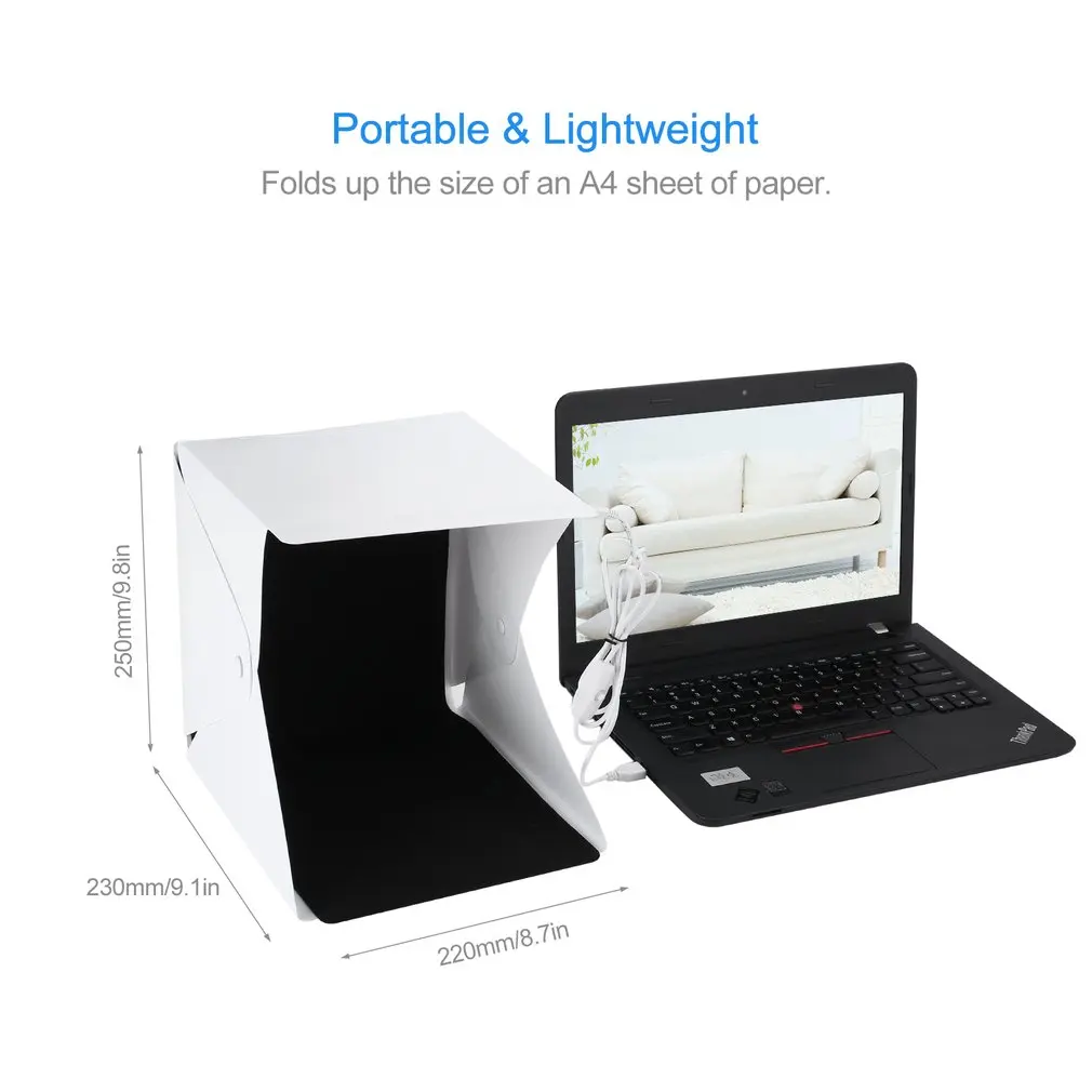 Lerbyee Folding Lightbox Photography Studio Softbox LED Light Soft Box Camera Photo Background Lighting for Smartphone | Электроника