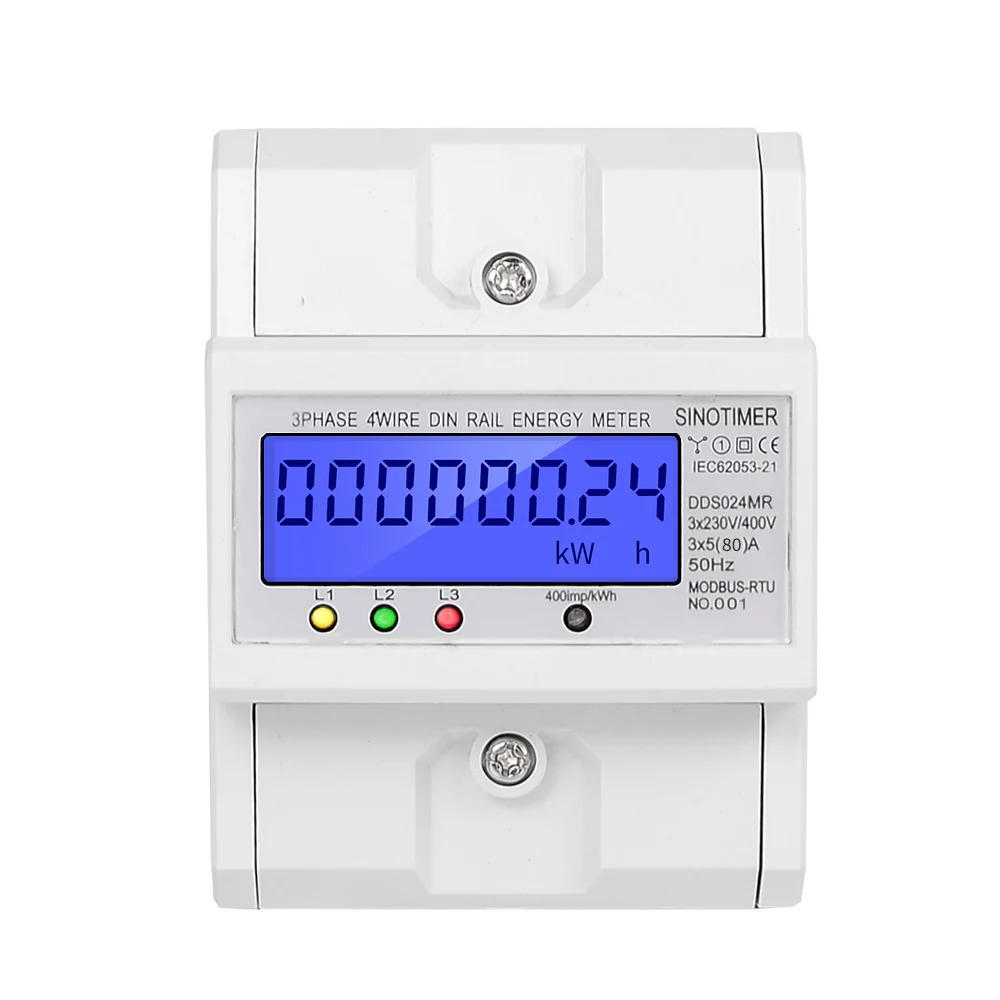 DDS024 multifunction DDS024R ЖК-цифровой дисплей с подсветкой 3 фазы ваттметр Modbus счетчик энергии RS485 80a 4P din-рейку интеллектуальный счетчик электроэнергии - Цвет: DDS024 multifunction