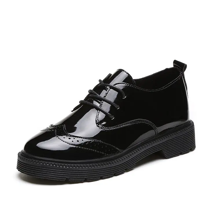 

Women Genuine Leather Oxfords Fashion Round Toe Lace Up Flat Oxford Shoes For Women Vintage Cow Leather England Women Oxfords569