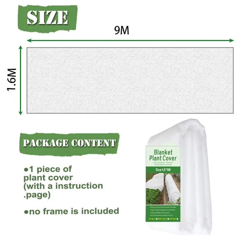 

1.6x9M Plant Cover Non-woven Fabric Antifreeze Seedling Garden Protector For Winter Freeze-proof Cold-proof