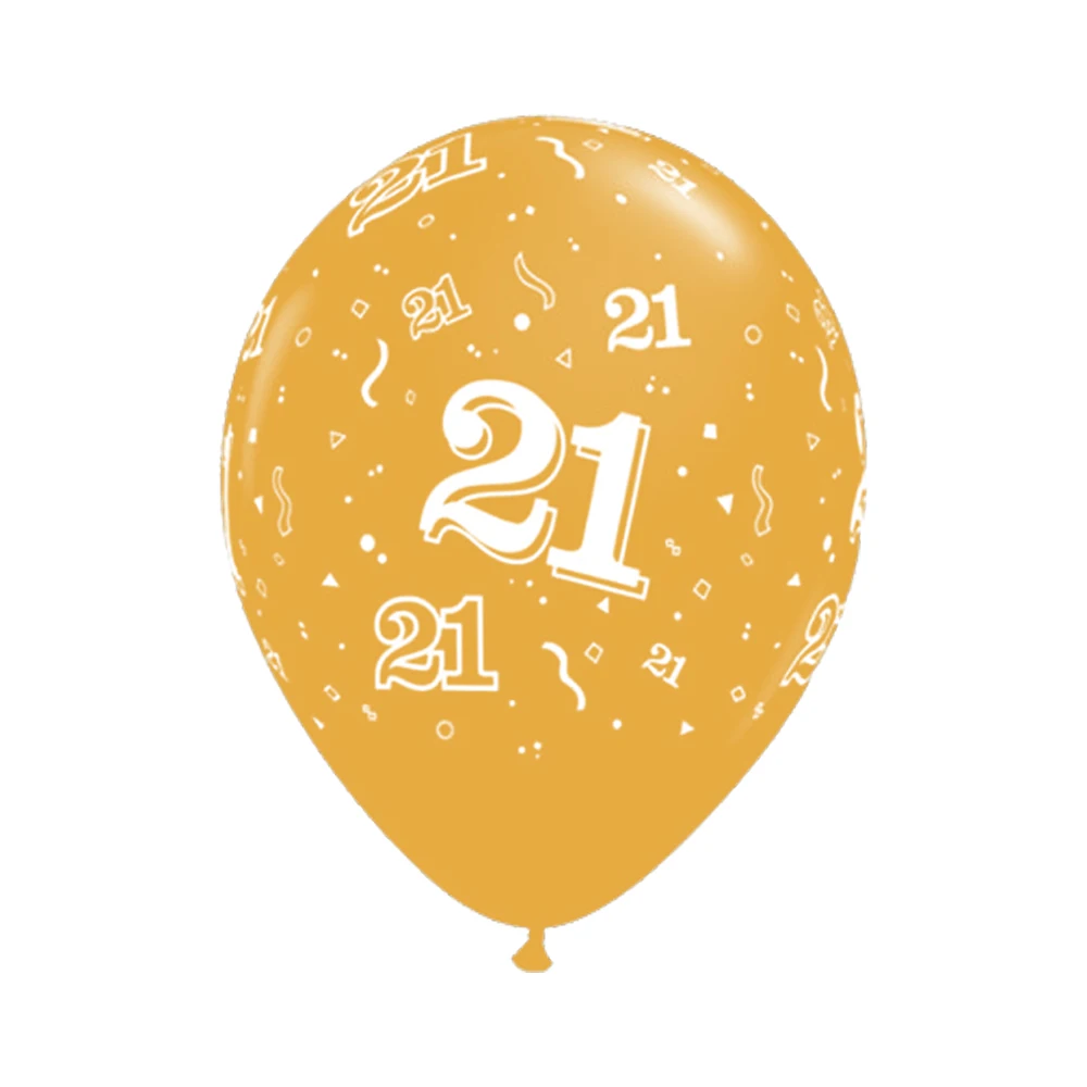 gold 21 10 шт. 12 дюймов золотой серебряный черный 21 30 40th 50th латексные воздушные шары для взрослых День рождения Свадебные украшения юбилейные поставки - Color: gold 21