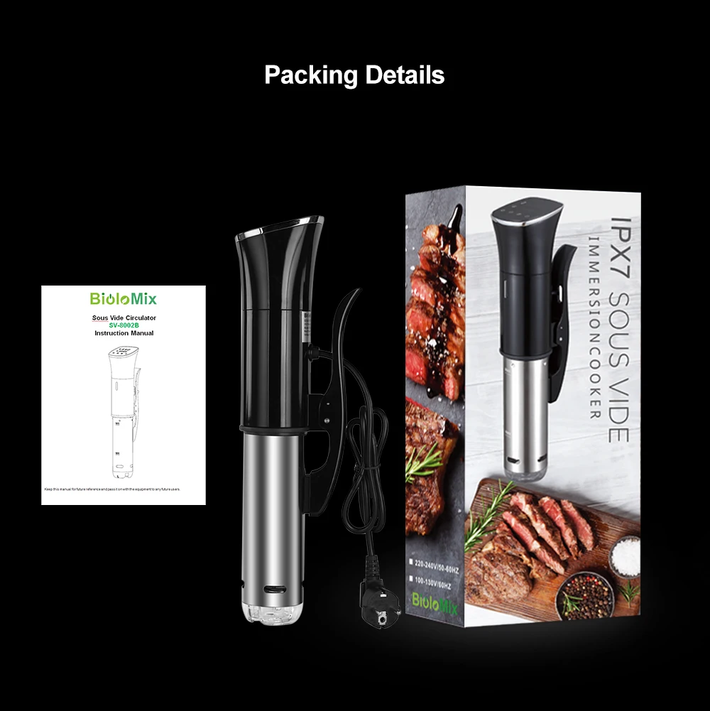 

Biolomix 2nd Generation IPX7 Waterproof Sous Vide Immersion Circulator Vacuum Slow Cooker with LCD Digital Accurate Control