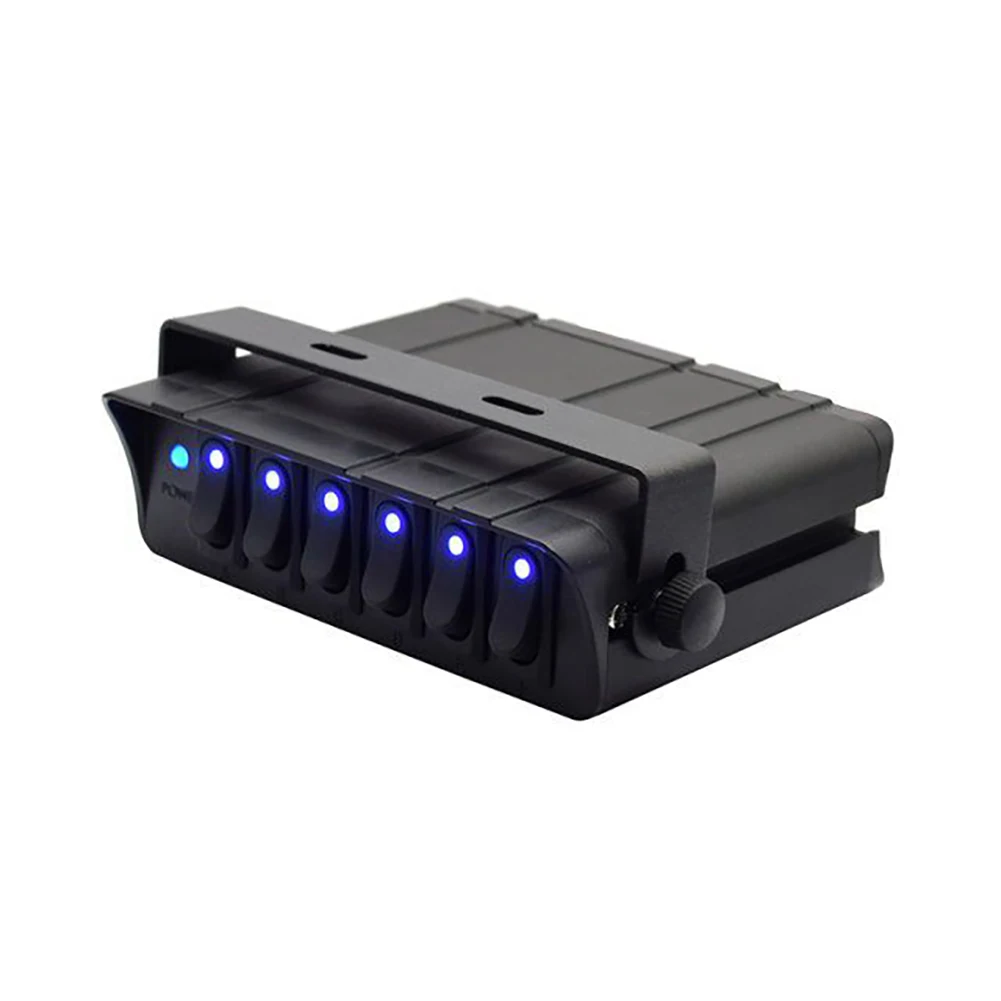 

6 Gang Switch Panel Durable Aluminum Rocker Switch Box Emergency Strobe LED Light Indicator For Truck JEEP Offroad Boat 12V-24V