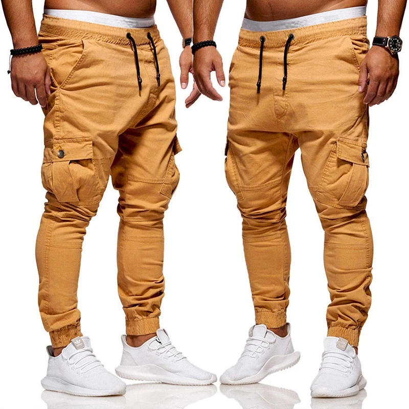

Zoulv 2021 Long Cargo Pants Sweatpants Fashion Casual Men Bottom Active Big Pockets Drawstring Joggers Men