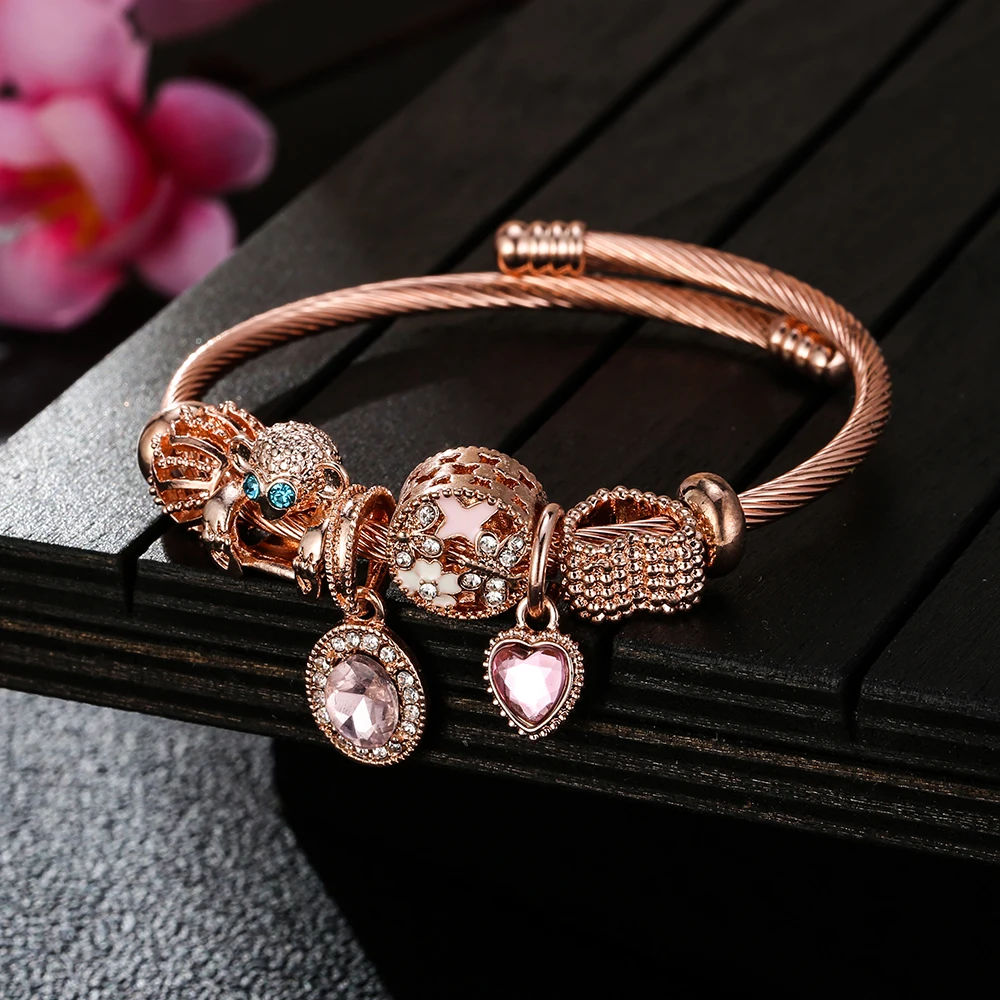 Модный Эластичный металлический браслет с бусинами в виде обезьяны ювелирные