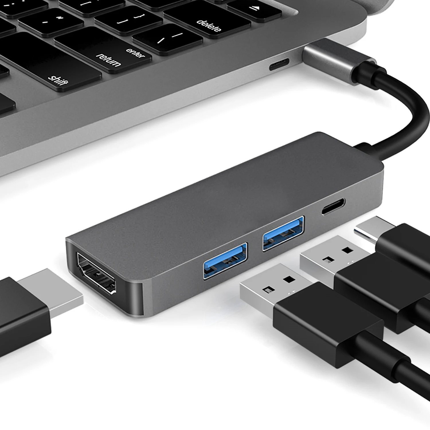 Адаптер USB Type C многопортовый адаптер HDMI выход Gigabit Ethernet SD + Micro карта | Электроника