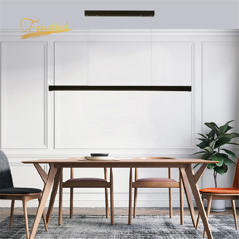 Prezzo Moderna Linea Di Pesce Di Legno Lungo LED Lampada A Sospensione Bar Ristorante LED Lampada Da Ufficio Studio Art Lampade A Sospensione Illuminazione Lampada A Sospensione Lustro