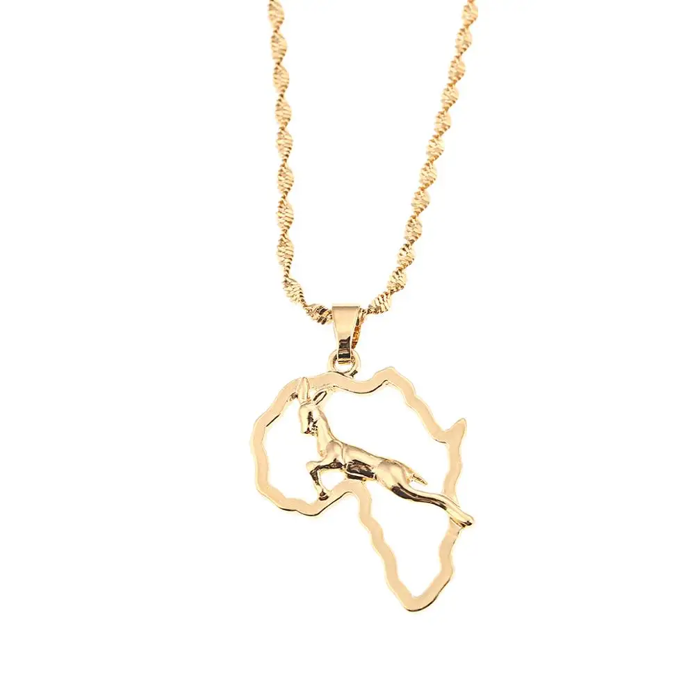 Ожерелье золотого цвета с подвеской в виде Африканской карты ювелирные изделия