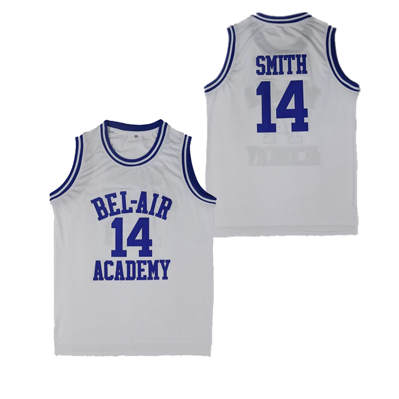 

BG basketball jerseys BEL-AIR ACADEMY 14 SMITH jersey Embroidery sewing Outdoor sportswear Hip-hop culture movie black yellow