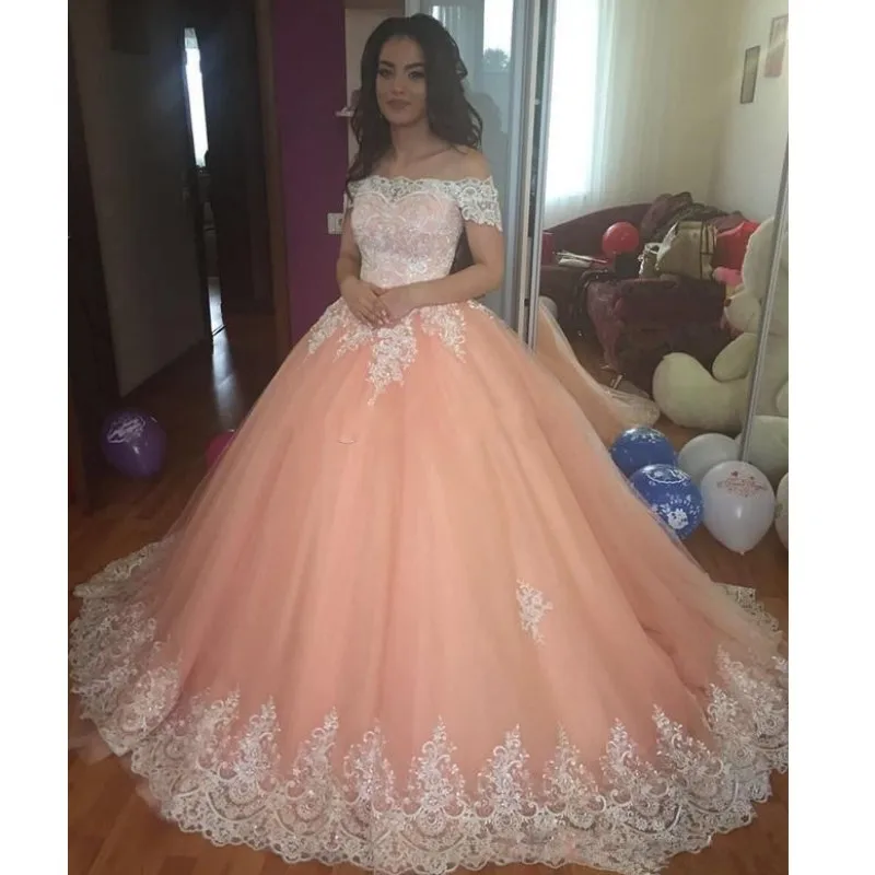 

2020 Off the Shoulder Quinceanera Dresses Lace Applique Sequins vestidos de 15 anos Masquerade Gowns Sweet 16 Prom Dress