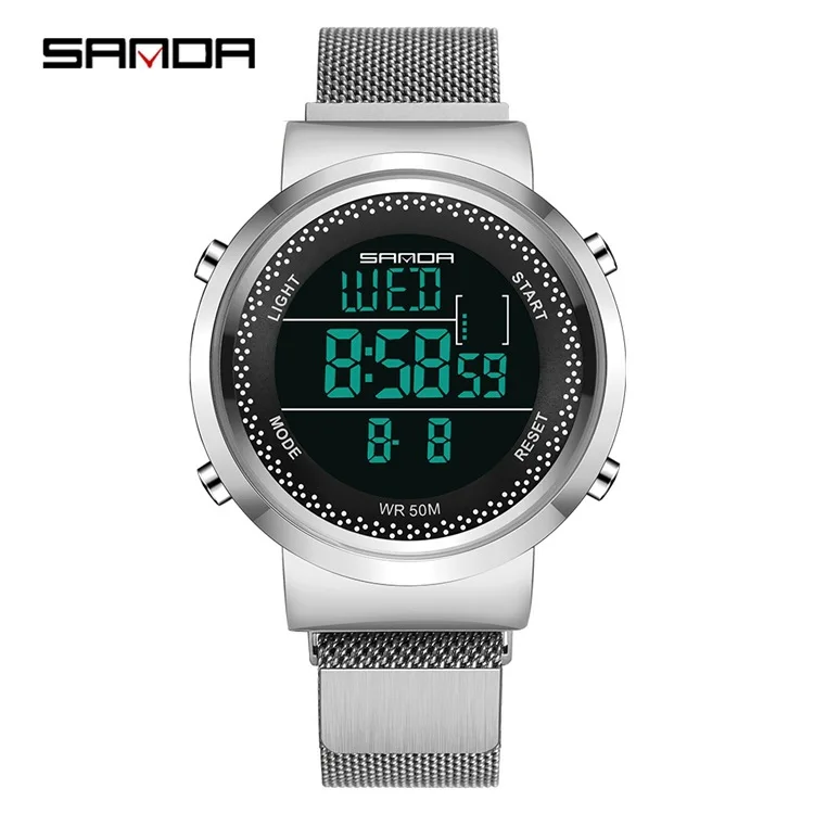 

SANDA 383 Japan Movement Couple Watch Net Belt Electronic Men's Watch Casual Women's Watch