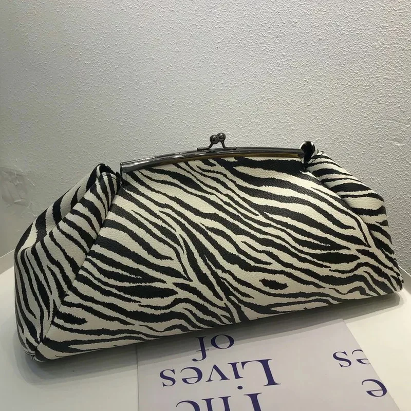 Кожаные клатчи в полоску под зебру известный бренд дизайнерская женская сумка