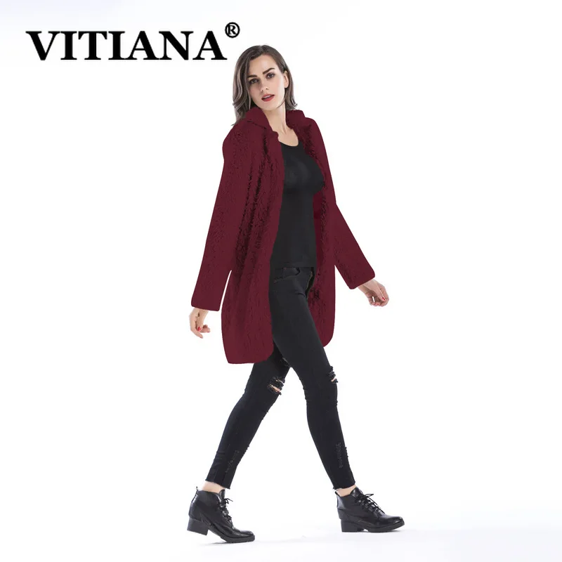 VITIANA женское повседневное пальто из искусственного меха большого размера