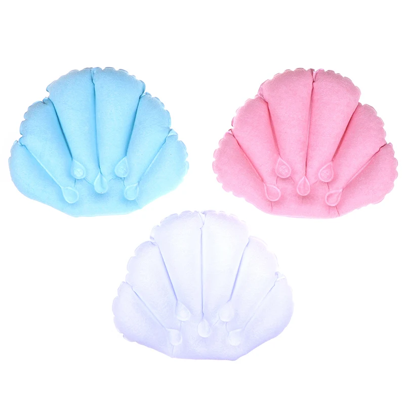 Надувная махровая подушка для ванны с присосками мягкая шеи веерообразная