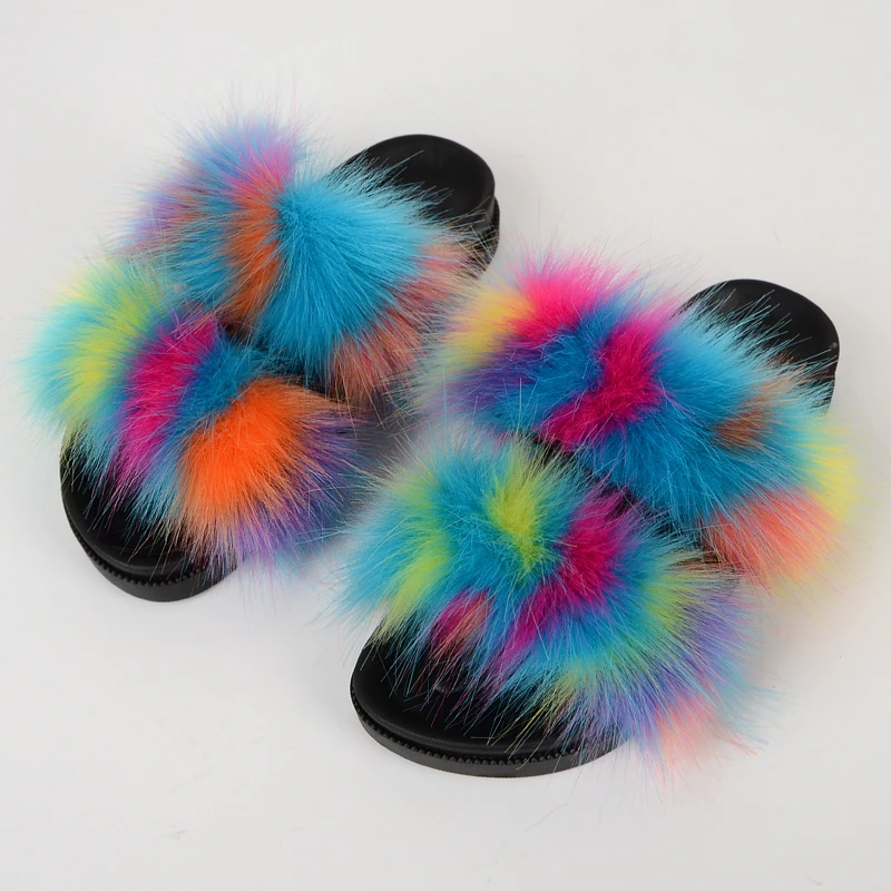 Тапочки из искусственного меха Женские пушистые шлепанцы домашние тапочки