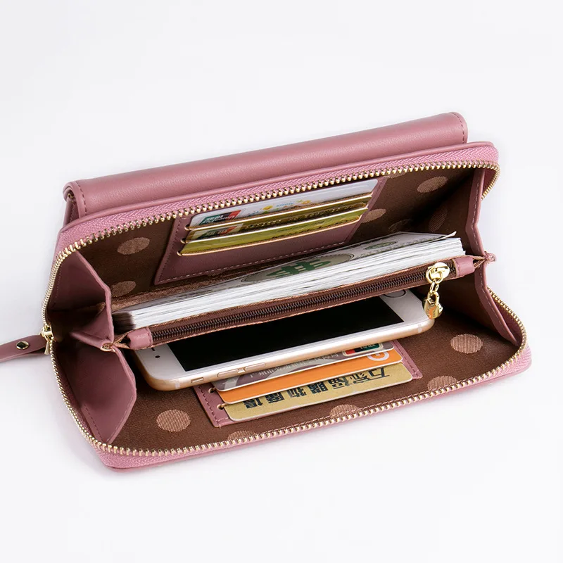 

Phone Bag Women Wallets Leather Shoulder Bag Long Culutch Fashion Large Capacity Card Holder Female Zipper Wallet Slim Purse