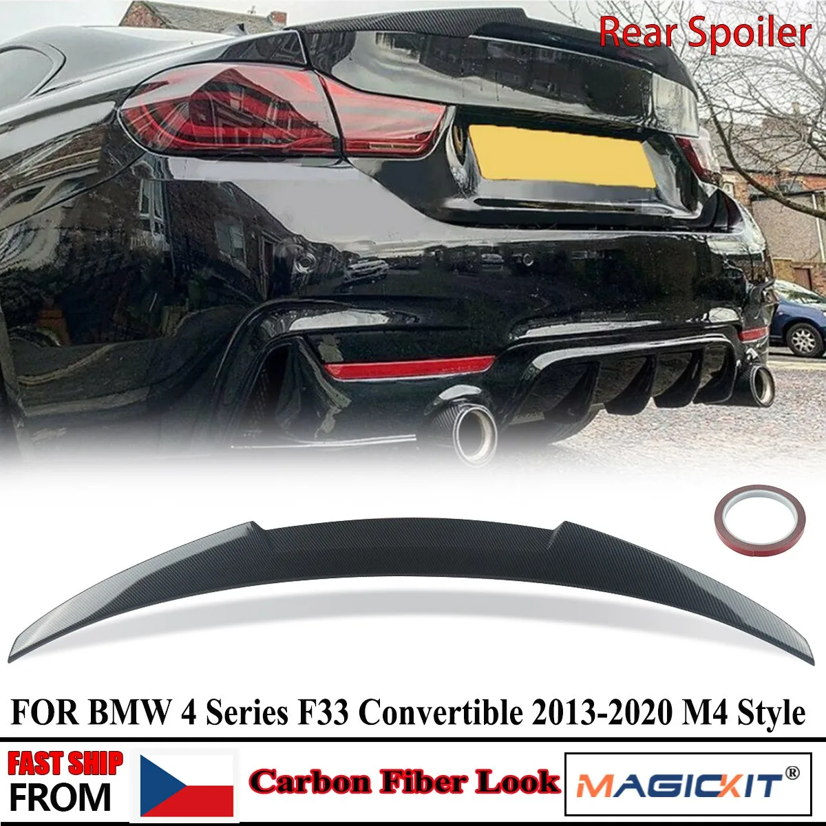 

MagicKit для BMW 4 серии F33 2013-2020 M4 Стиль спойлер заднего багажника, крыла Carbon Look