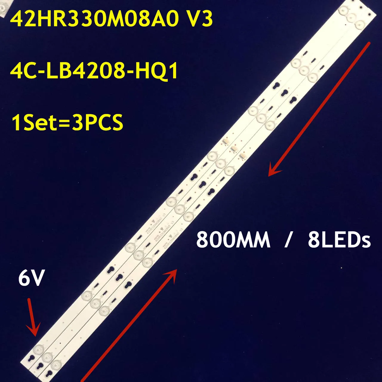 

Светодиодный задний светильник полосы 8 ламп для 42 "ТВ T CL L42F3303B 42M80A 42S100 42M19E 42M18 светильник бар 42HR330M08A0 V3 4C-LB4208-HQ1