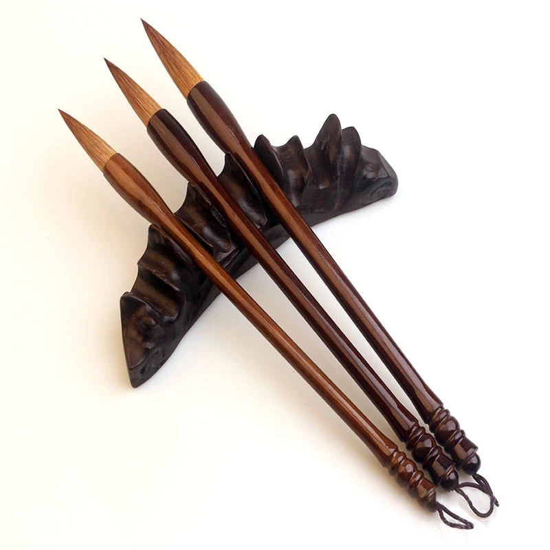 

Wooden Writing Brush Chinese Calligraphy Practice Weasek Wolf Hair Brush For Watercolor Ink Painting Regular Script Supply