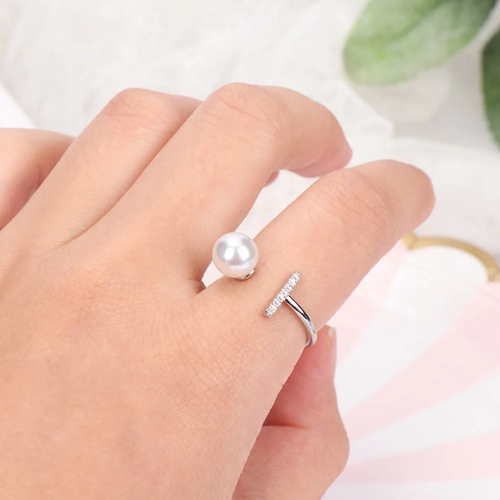 Модное регулируемое женское кольцо с искусственным жемчугом для свадебной