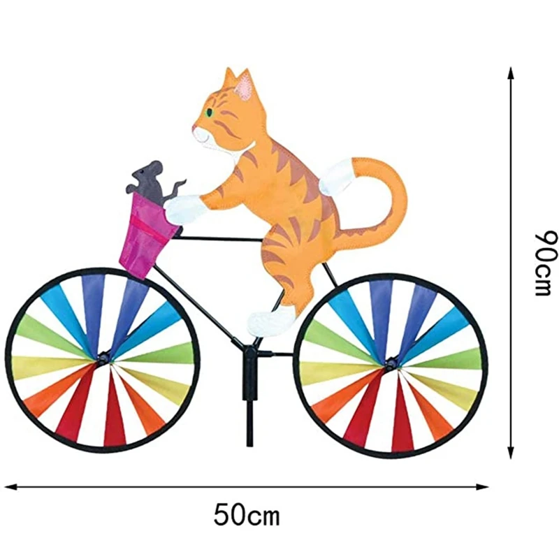 

Funny Animal Riding Bike Windmill 3pcs/set Innovative Cartoon Cat Wind Spinner Yard Art Decoration Garden Ornament Wind Spinner