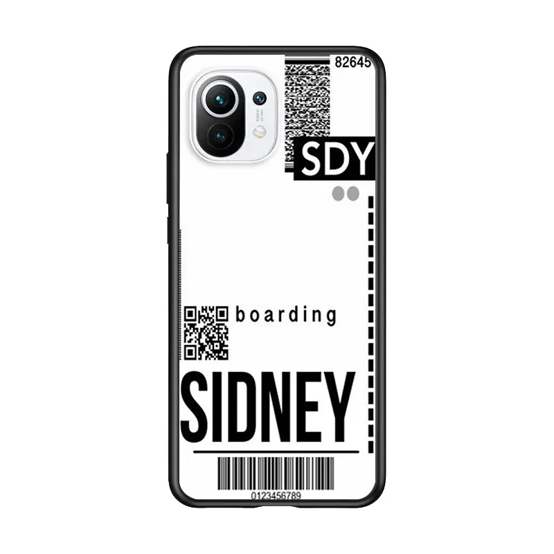 

Air Ticket Travel for Xiaomi Mi 11 10T Note 10 Ultra 5G 9 9T SE 8 A3 A2 A1 6X Pro Play F1 Lite 5G Black Phone Case