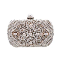 designer lady%e2%80%98s pearl acrylic evening clutch bags diamond purse chain flowers luxurious wedding handbags black kc01