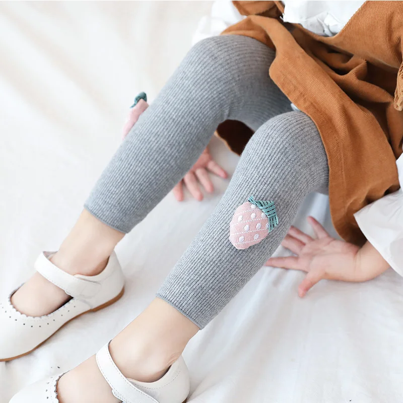 Детские хлопковые теплые леггинсы в рубчик зимние Осенние для девочек и