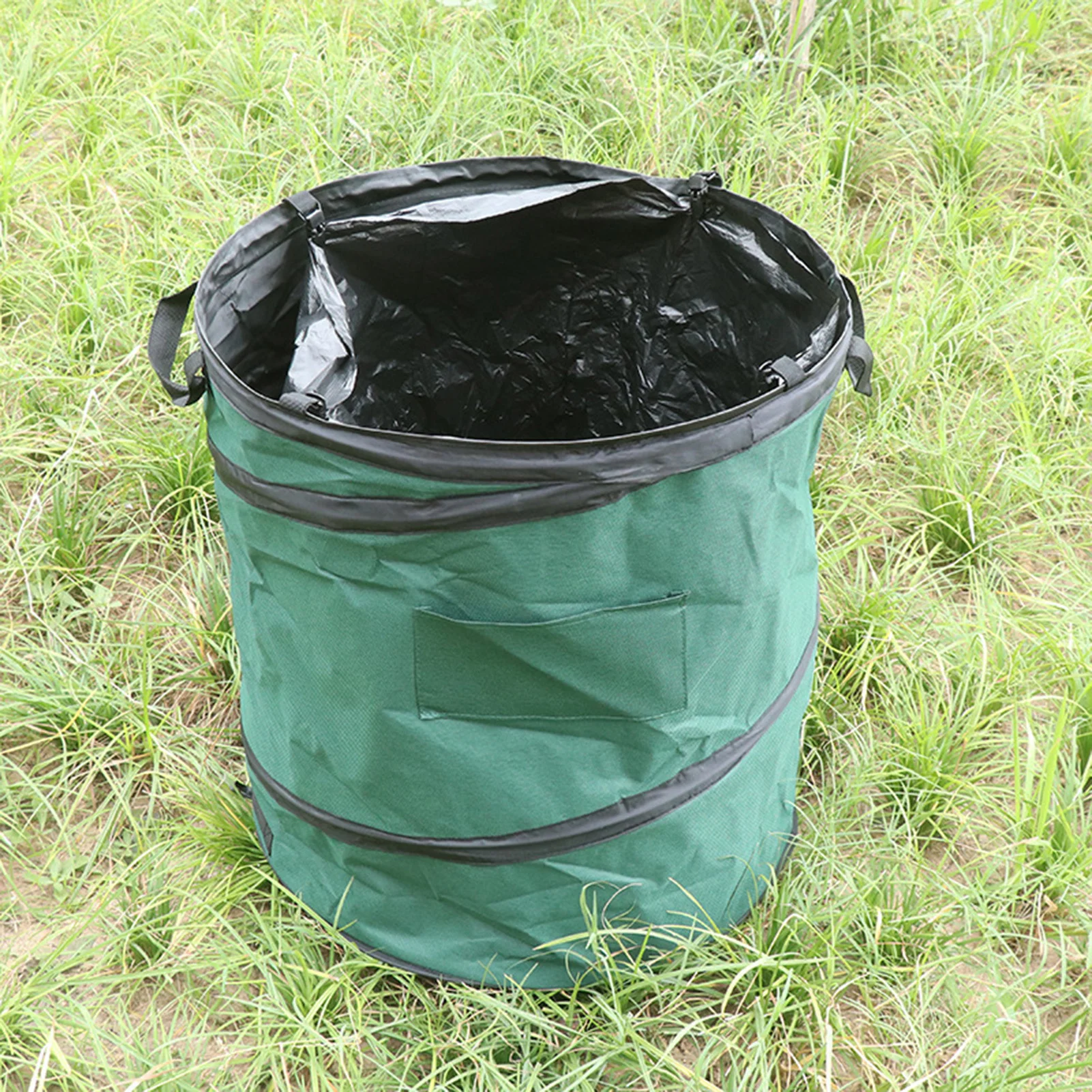 

Pop-Up Garden Trash Can with Handles Portable Foldable Garbage Garden Weed Bag Outdoor Tool Camping and Hiking Gear