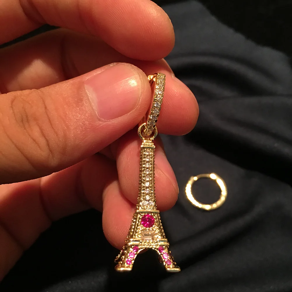 Полный фианит cz камень с украшением в виде кристаллов позолотой подвеской