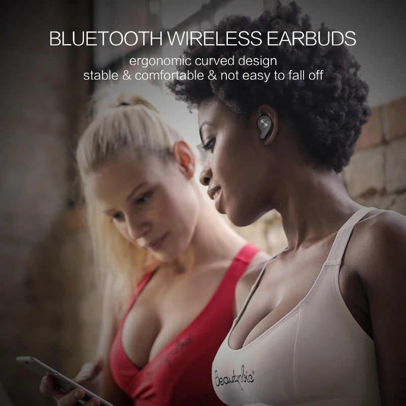 Беспроводные Bluetooth наушники с сенсорным управлением, Спортивная гарнитура с шумоподавлением, наушники с зарядным устройством емкостью 2200 мАч