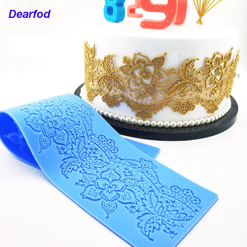 DBS036 цветочный кружевной коврик силиконовая форма кружевная Сахар ремесло
