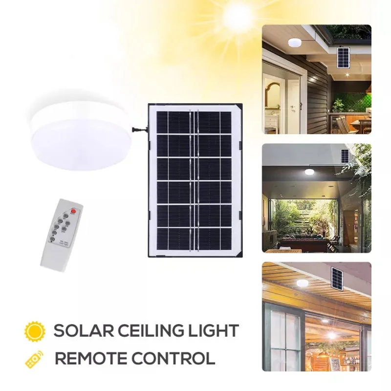 

LED Solar Ceiling Light 18W with Remote Control Timing Control Lamp Garden Balcony Garden Street Lamp 3.5M Cable White Light