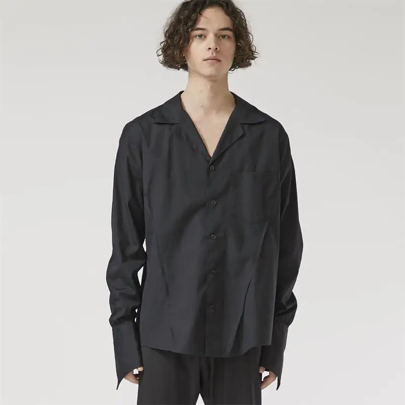 

Повседневная рубашка с открытой нитью, черная хлопковая нишевая рубашка