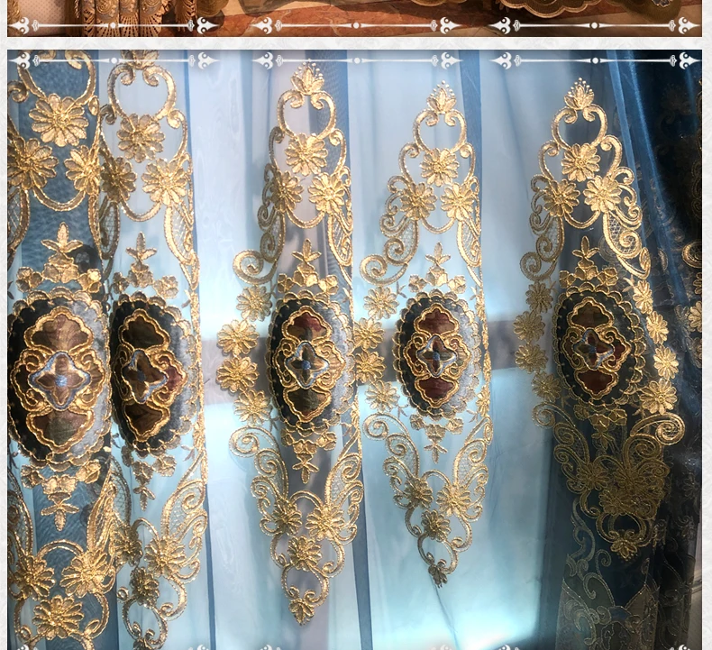 Шторы высокого качества, новые европейские синие и серые шторы, роскошная вышивка для гостиной/спальни/офиса, стиль