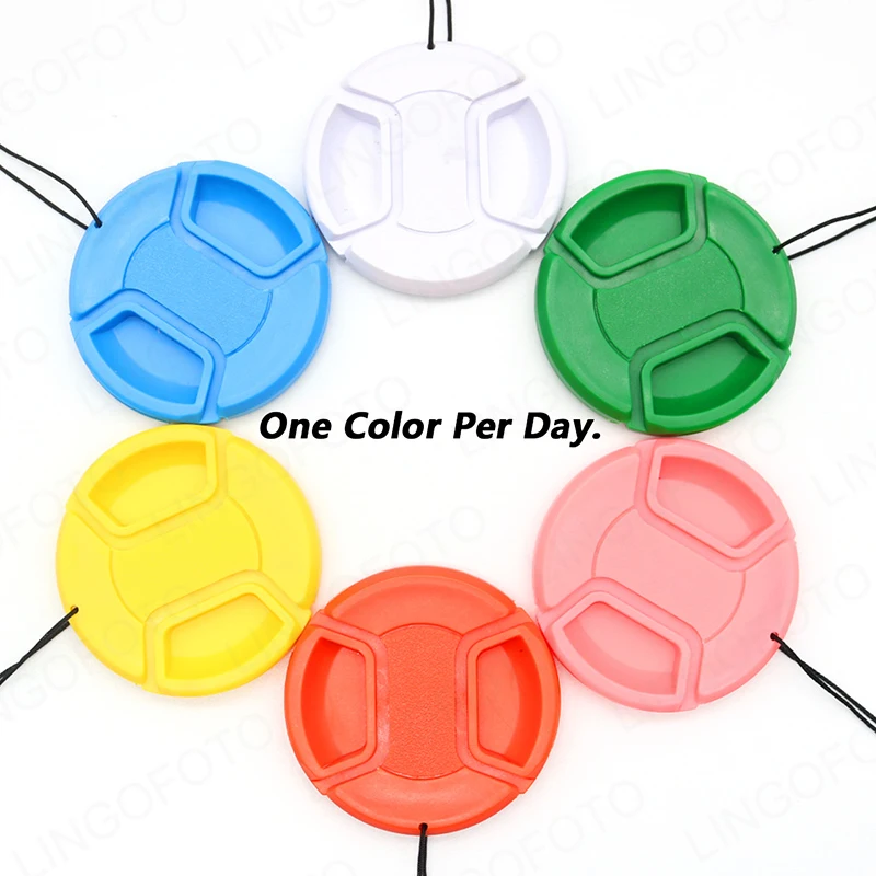 

6 in 1 Colorful Center Pinch Lens Cap Universal Generic 37 40.5 43 46 49 52 55 58 mm For Sony Canon Nikon Fujifilm Panasonic